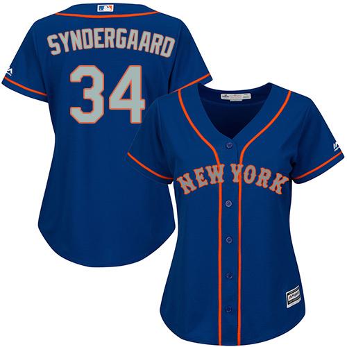 Mets #34 Noah Syndergaard Blue(Grey NO.) Alternate Road Women's Stitched MLB Jersey Mets #34 Noah Syndergaard Blue(Grey NO.) Alternate Road Women's Stitched MLB Jersey