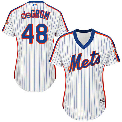 Mets #48 Jacob deGrom White(Blue Strip) Alternate Women's Stitched MLB Jersey Mets #48 Jacob deGrom White(Blue Strip) Alternate Women's Stitched MLB Jersey