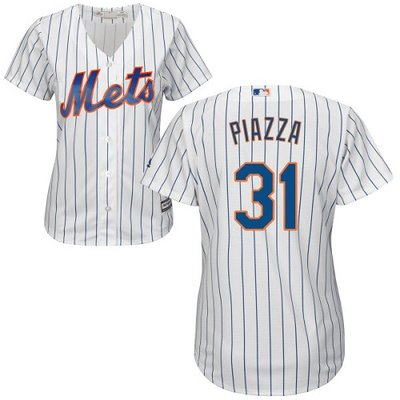 Mets #31 Mike Piazza White(Blue Strip) Home Women's Stitched MLB Jersey Mets #31 Mike Piazza White(Blue Strip) Home Women's Stitched MLB Jersey