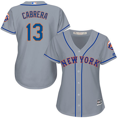 Mets #13 Asdrubal Cabrera Grey Road Women's Stitched MLB Jersey Mets #13 Asdrubal Cabrera Grey Road Women's Stitched MLB Jersey
