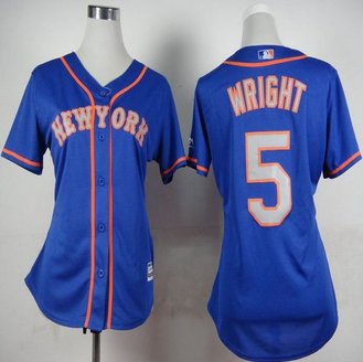 Women New York Mets #5 David Wright Blue(Grey NO.) Alternate Road Stitched Baseball Jersey Women New York Mets #5 David Wright Blue(Grey NO.) Alternate Road Stitched Baseball Jersey