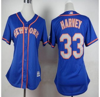 Women New York Mets #33 Matt Harvey Blue(Grey NO.) Alternate Road Stitched Baseball jersey Women New York Mets #33 Matt Harvey Blue(Grey NO.) Alternate Road Stitched Baseball jersey