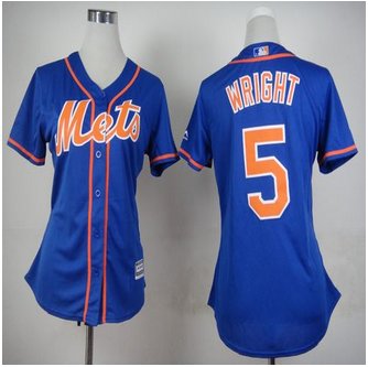 Women New York Mets #5 David Wright Blue Alternate Stitched Baseball Jersey Women New York Mets #5 David Wright Blue Alternate Stitched Baseball Jersey