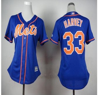 Women New York Mets #33 Matt Harvey Blue Alternate Stitched Baseball Jersey Women New York Mets #33 Matt Harvey Blue Alternate Stitched Baseball Jersey