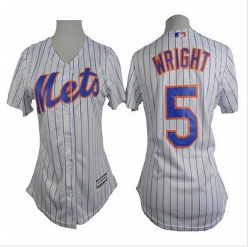 Women Mets #5 David Wright White(Blue Strip) Home Stitched Baseball Jersey Women Mets #5 David Wright White(Blue Strip) Home Stitched Baseball Jersey