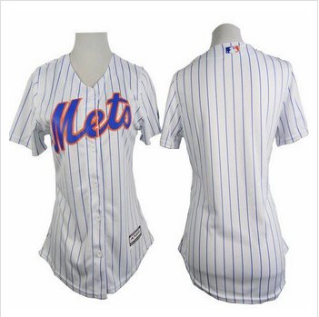 Women Mets Blank White(Blue Strip) Home Stitched Baseball Jersey Women Mets Blank White(Blue Strip) Home Stitched Baseball Jersey