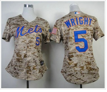 Women's New York Mets #5 David Wright Camo Fashion Stitched Baseball Jersey Women's New York Mets #5 David Wright Camo Fashion Stitched Baseball Jersey