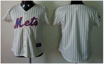 Women's Fashion New York Mets Blank Cream(Blue Strip)Baseball Jersey Women's Fashion New York Mets Blank Cream(Blue Strip)Baseball Jersey