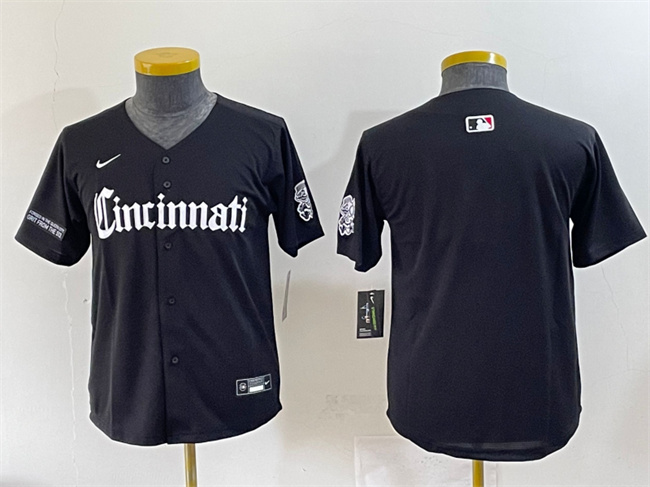 Youth Cincinnati Reds Blank Black 'Gothic Queen City Edition' Vapor Premier Limited Stitched Baseball Jersey Youth Cincinnati Reds Blank Black 'Gothic Queen City Edition' Vapor Premier Limited Stitched Baseball Jersey