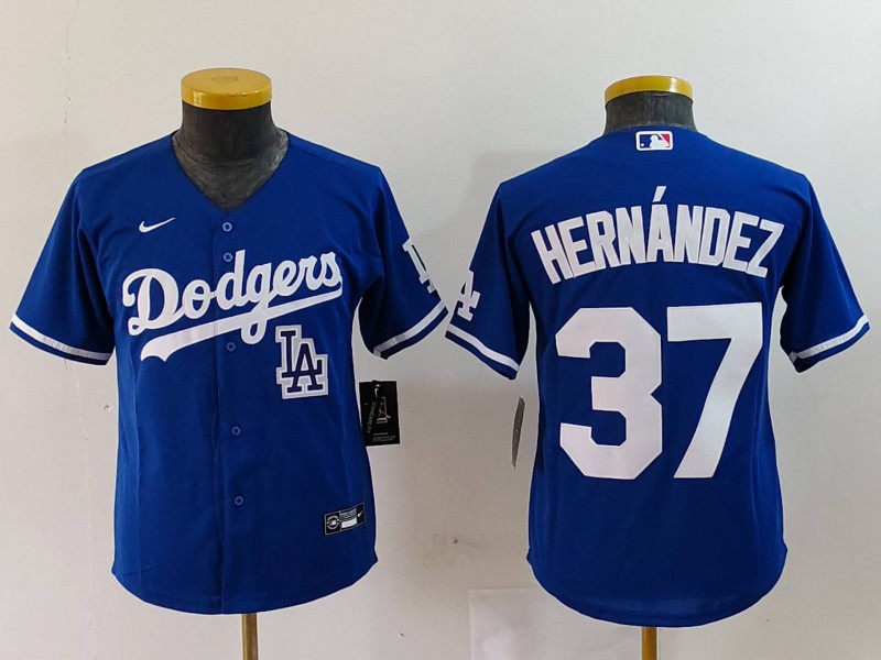 Youth Los Angeles Dodgers #37 Teoscar Hernández Blue Stitched Baseball Jersey 5 Youth Los Angeles Dodgers #37 Teoscar Hernández Blue Stitched Baseball Jersey 5