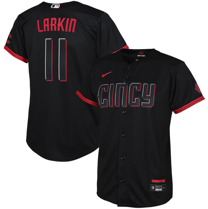 Youth Cincinnati Reds #11 Barry Larkin Black 2023 City Connect Stitched Baseball Jersey Youth Cincinnati Reds #11 Barry Larkin Black 2023 City Connect Stitched Baseball Jersey