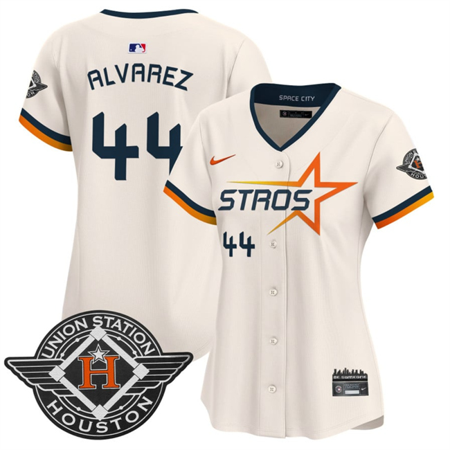Women's Houston Astros #44 Yordan Alvarez Cream 2025 City Connect Limited Stitched Baseball Jersey(Run Small) Women's Houston Astros #44 Yordan Alvarez Cream 2025 City Connect Limited Stitched Baseball Jersey(Run Small)