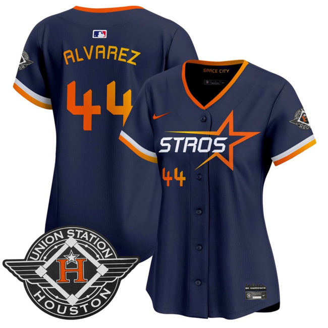 Women's Houston Astros #44 Yordan Alvarez Navy 2025 City Connect Limited Stitched Baseball Jersey(Run Small) Women's Houston Astros #44 Yordan Alvarez Navy 2025 City Connect Limited Stitched Baseball Jersey(Run Small)