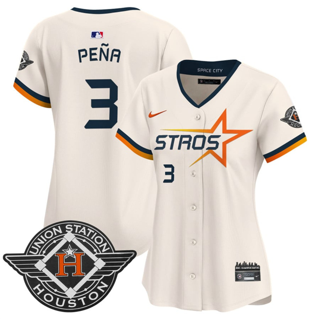 Women's Houston Astros #3 Jeremy Pe?a Cream 2025 City Connect Limited Stitched Baseball Jersey(Run Small) Women's Houston Astros #3 Jeremy Pe?a Cream 2025 City Connect Limited Stitched Baseball Jersey(Run Small)