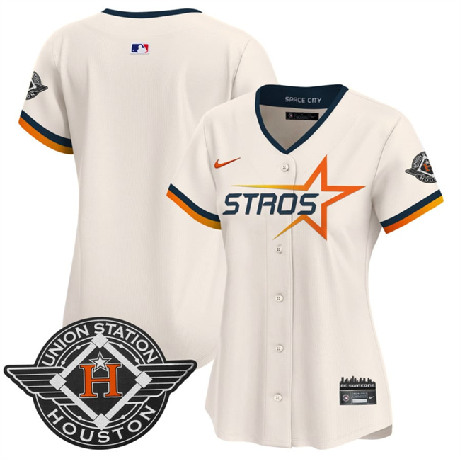 Women's Houston Astros Blank Cream 2025 City Connect Limited Stitched Baseball Jersey(Run Small) Women's Houston Astros Blank Cream 2025 City Connect Limited Stitched Baseball Jersey(Run Small)