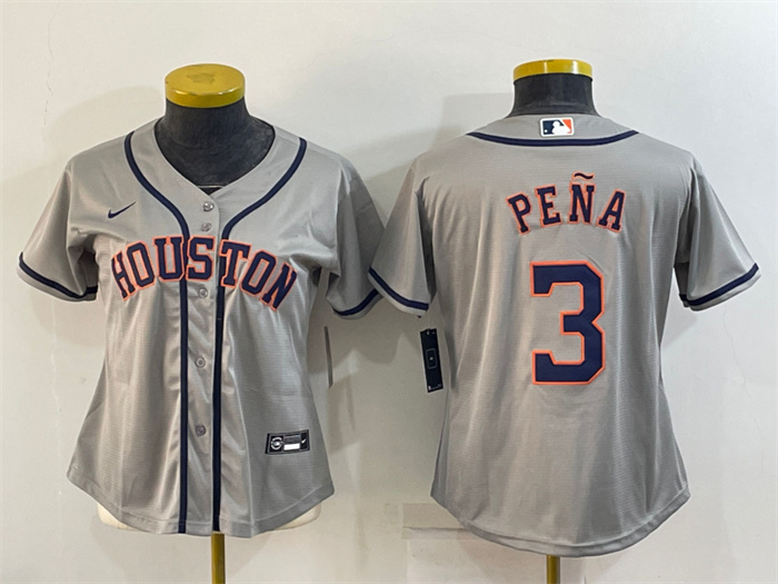 Women's Houston Astros #3 Jeremy Pe?a Gray Cool Base Stitched Baseball Jersey(Run Small)s Women's Houston Astros #3 Jeremy Pe?a Gray Cool Base Stitched Baseball Jersey(Run Small)s