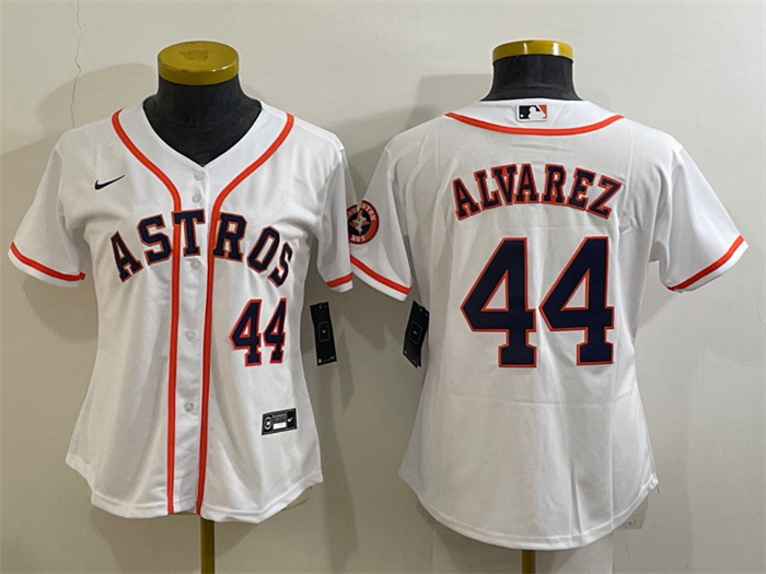 Women's Houston Astros #44 Yordan Alvarez White With Patch Cool Base Stitched Baseball Jersey(Run Small) Women's Houston Astros #44 Yordan Alvarez White With Patch Cool Base Stitched Baseball Jersey(Run Small)