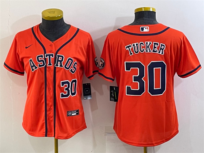 Women's Houston Astros #30 Kyle Tucker Orange With Patch Cool Base Stitched Baseball Jerseys(Run Small) Women's Houston Astros #30 Kyle Tucker Orange With Patch Cool Base Stitched Baseball Jerseys(Run Small)