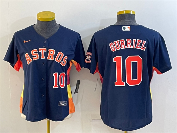 Women's Houston Astros #10 Yuli Gurriel Navy With Patch Cool Base Stitched Baseball Jersey(Run Small) Women's Houston Astros #10 Yuli Gurriel Navy With Patch Cool Base Stitched Baseball Jersey(Run Small)