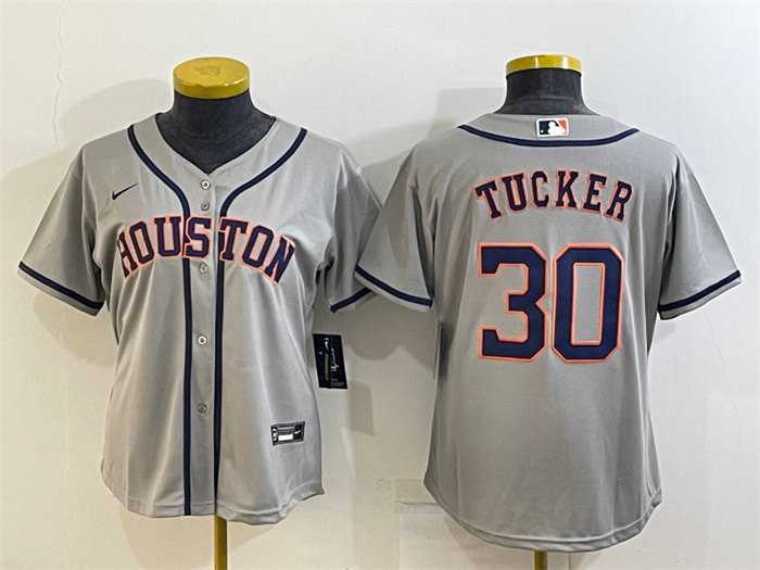 Women's Houston Astros #30 Kyle Tucker Gray Cool Base Stitched Baseball Jerseys(Run Small) Women's Houston Astros #30 Kyle Tucker Gray Cool Base Stitched Baseball Jerseys(Run Small)