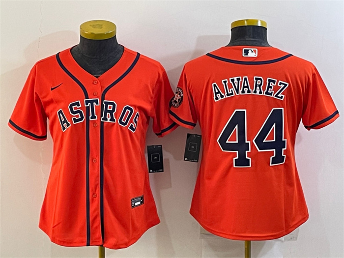 Women's Houston Astros #44 Yordan Alvarez Orange With Patch Cool Base Stitched Baseball Jersey(Run Small) Women's Houston Astros #44 Yordan Alvarez Orange With Patch Cool Base Stitched Baseball Jersey(Run Small)