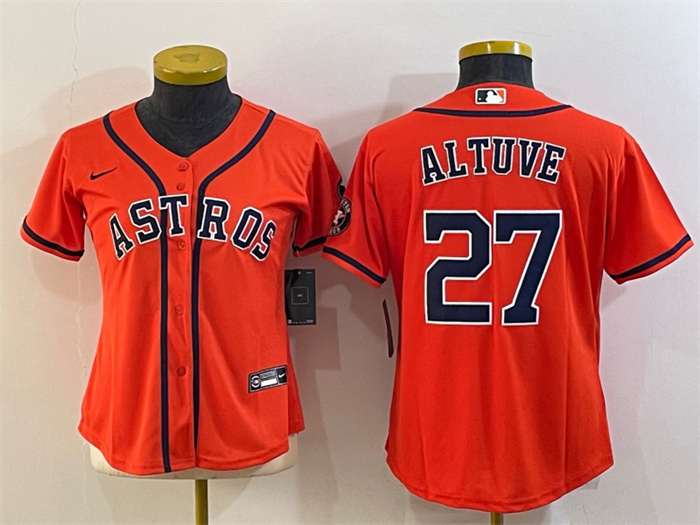 Women's Houston Astros #27 Jose Altuve Orange With Patch Cool Base Stitched Baseball Jersey(Run Small) Women's Houston Astros #27 Jose Altuve Orange With Patch Cool Base Stitched Baseball Jersey(Run Small)