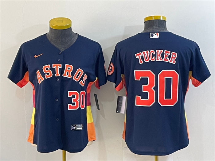 Women's Houston Astros #30 Kyle Tucker Navy With Patch Cool Base Stitched Baseball Jersey(Run Small)s Women's Houston Astros #30 Kyle Tucker Navy With Patch Cool Base Stitched Baseball Jersey(Run Small)s