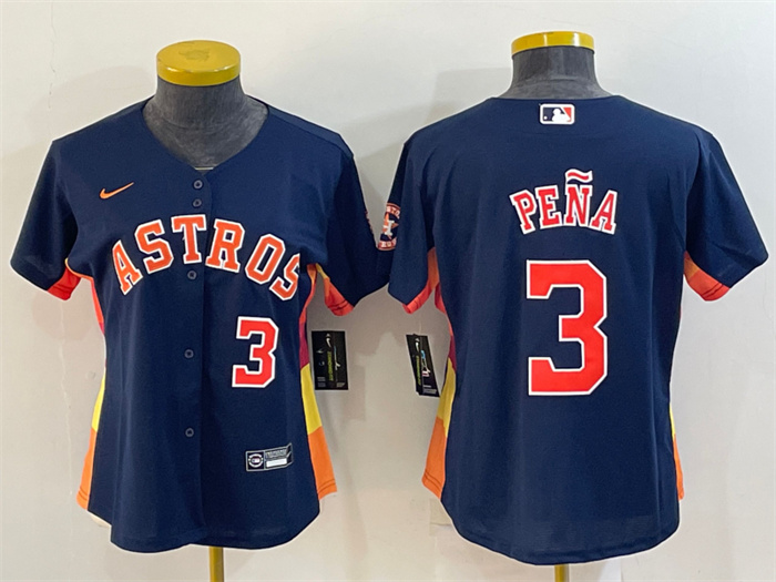 Women's Houston Astros #3 Jeremy Pe?a Navy With Patch Cool Base Stitched Baseball Jersey(Run Small) Women's Houston Astros #3 Jeremy Pe?a Navy With Patch Cool Base Stitched Baseball Jersey(Run Small)