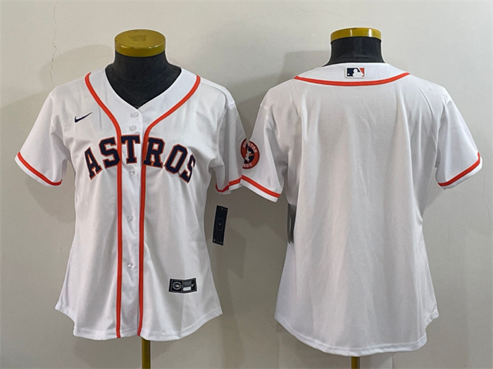 Women's Houston Astros White With Patch Cool Base Stitched Baseball Jersey(Run Small) Women's Houston Astros White With Patch Cool Base Stitched Baseball Jersey(Run Small)