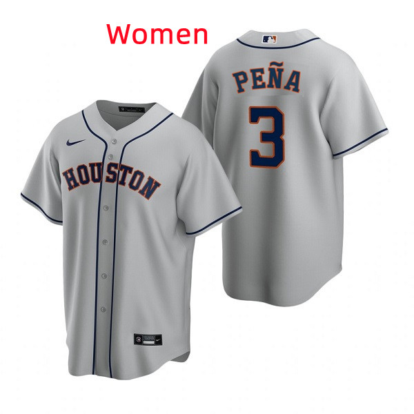 Women Houston Astros #3 Jeremy Pena Grey Stitched Jersey Women Houston Astros #3 Jeremy Pena Grey Stitched Jersey