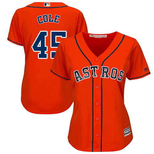 Astros #45 Gerrit Cole Orange Alternate Women's Stitched MLB Jersey Astros #45 Gerrit Cole Orange Alternate Women's Stitched MLB Jersey