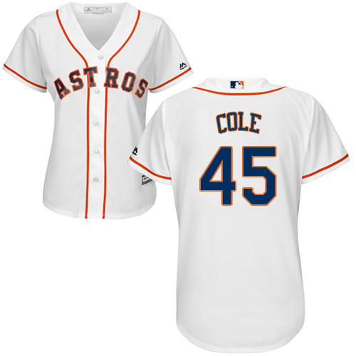 Astros #45 Gerrit Cole White Home Women's Stitched MLB Jersey Astros #45 Gerrit Cole White Home Women's Stitched MLB Jersey