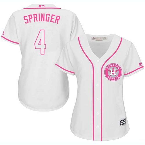 Astros #4 George Springer White Pink Fashion Women's Stitched MLB Jersey Astros #4 George Springer White Pink Fashion Women's Stitched MLB Jersey
