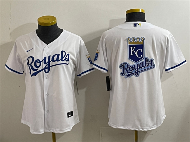 Women's Kansas City Royals Team Big Logo White Cool Base Stitched Jersey(Run Small) 1 Women's Kansas City Royals Team Big Logo White Cool Base Stitched Jersey(Run Small) 1
