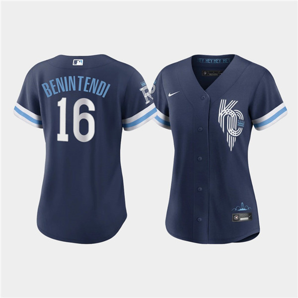 Women's Kansas City Royals #16 Andrew Benintendi 2022 Navy City Connect Cool Base Stitched Jersey(Run Small) Women's Kansas City Royals #16 Andrew Benintendi 2022 Navy City Connect Cool Base Stitched Jersey(Run Small)