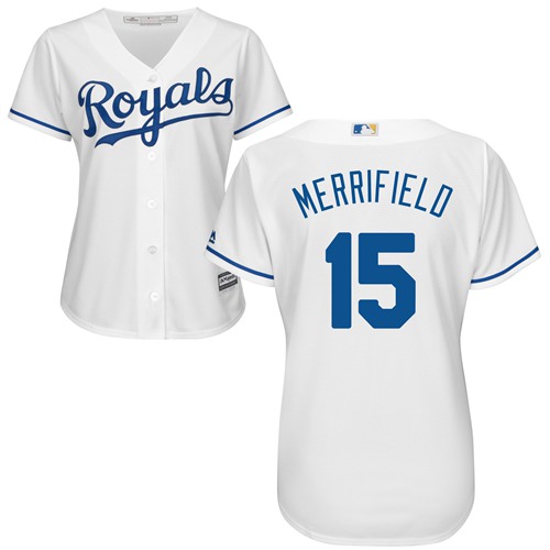 Royals #15 Whit Merrifield White Home Women's Stitched Baseball Jersey Royals #15 Whit Merrifield White Home Women's Stitched Baseball Jersey
