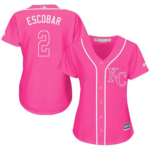 Royals #2 Alcides Escobar Pink Fashion Women's Stitched MLB Jersey Royals #2 Alcides Escobar Pink Fashion Women's Stitched MLB Jersey