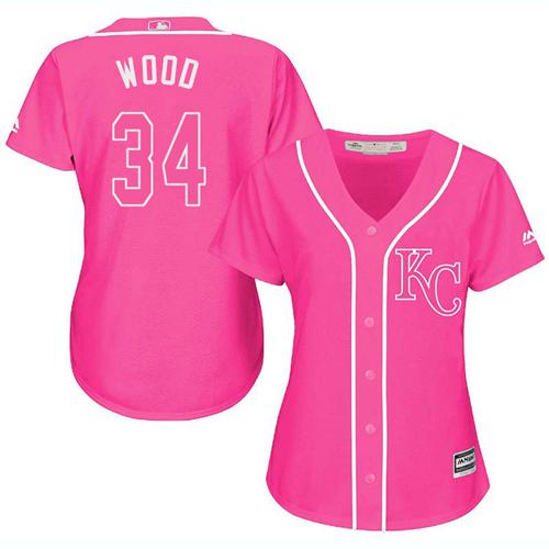 Royals #34 Travis Wood Pink Fashion Women's Stitched MLB Jersey Royals #34 Travis Wood Pink Fashion Women's Stitched MLB Jersey