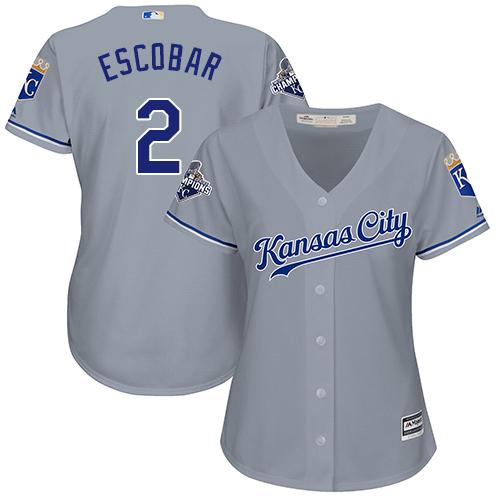 Royals #2 Alcides Escobar Grey Road Women's Stitched MLB Jersey Royals #2 Alcides Escobar Grey Road Women's Stitched MLB Jersey