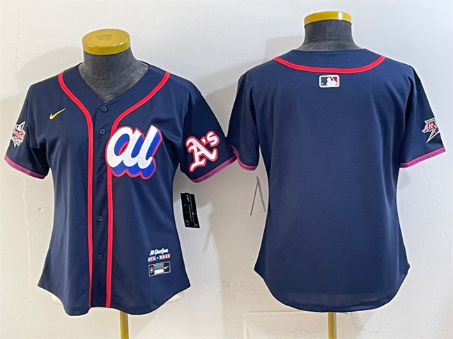 Women's American League Oakland Athletics Blank Navy 2025 All-Star Edition Limited Stitched Baseball Jersey(Run Small)