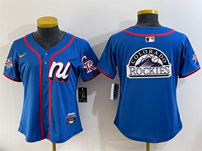 Women's National League Colorado Rockies Team Big Logo Blue 2025 All-Star Edition Limited Stitched Baseball Jersey(Run Small) Women's National League Colorado Rockies Team Big Logo Blue 2025 All-Star Edition Limited Stitched Baseball Jersey(Run Small)