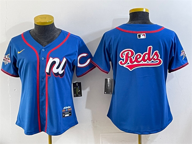 Women's National League Cincinnati Reds Team Big Logo Blue 2025 All-Star Edition Limited Stitched Baseball Jersey(Run Small) Women's National League Cincinnati Reds Team Big Logo Blue 2025 All-Star Edition Limited Stitched Baseball Jersey(Run Small)
