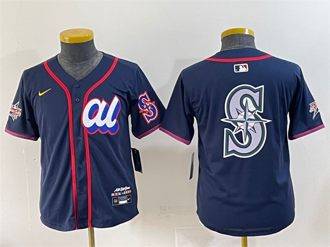 Women's American League Seattle Mariners Team Big Logo Navy 2025 All-Star Edition Limited Stitched Baseball Jersey(Run Small) 2 Women's American League Seattle Mariners Team Big Logo Navy 2025 All-Star Edition Limited Stitched Baseball Jersey(Run Small) 2
