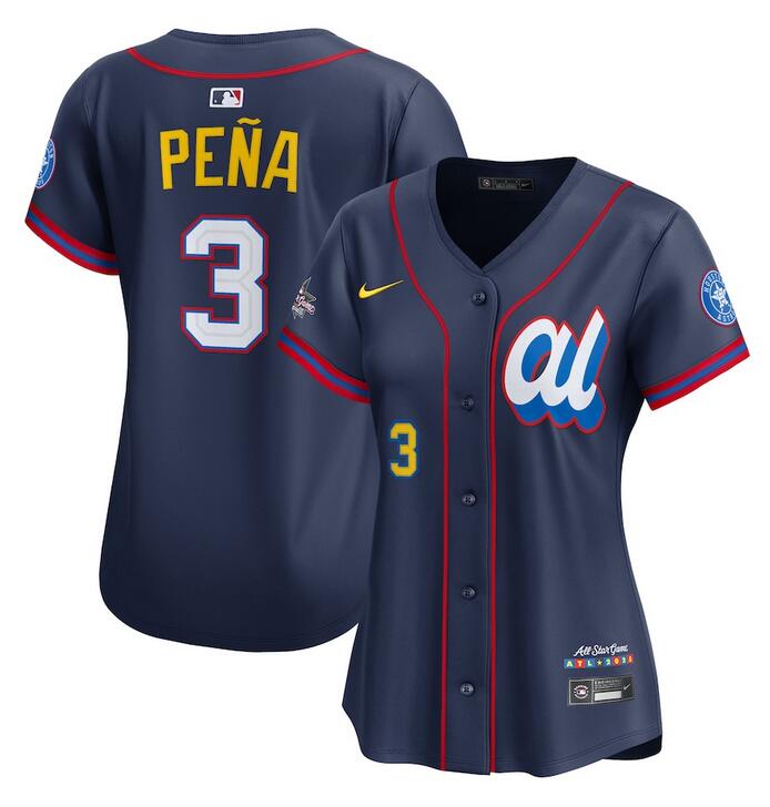 Women's American League #3 Jeremy Pe?a Navy 2025 All-Star Limited Stitched Baseball Jersey(Run Small) Women's American League #3 Jeremy Pe?a Navy 2025 All-Star Limited Stitched Baseball Jersey(Run Small)