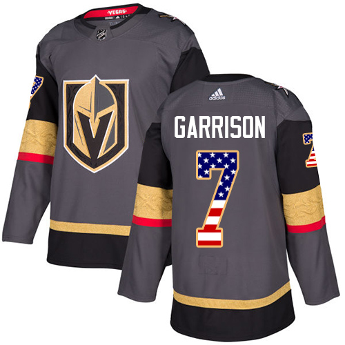 Adidas Golden Knights #7 Jason Garrison Grey Home Authentic USA Flag Stitched NHL Jersey Adidas Golden Knights #7 Jason Garrison Grey Home Authentic USA Flag Stitched NHL Jersey