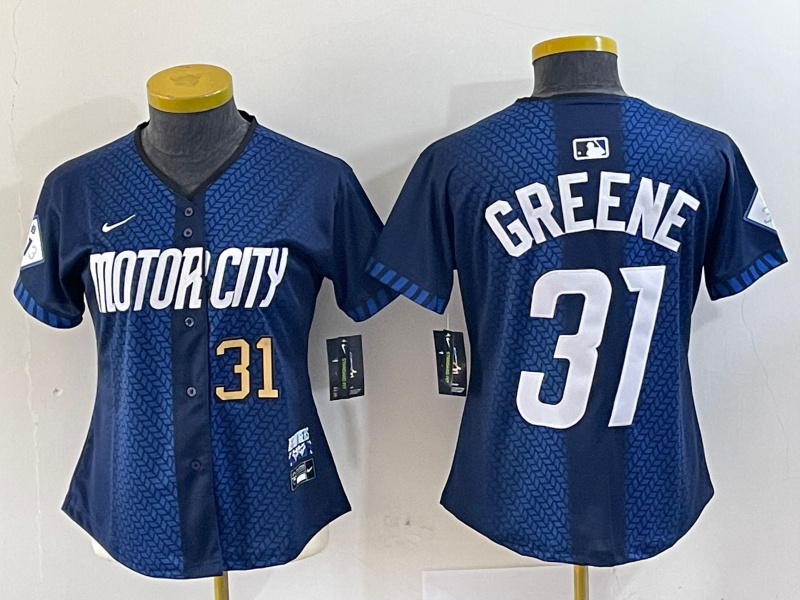 Women Detroit Tigers #31 Riley Greene 2024 Navy City Connect Cool Base Limited Stitched jerseys Women Detroit Tigers #31 Riley Greene 2024 Navy City Connect Cool Base Limited Stitched jerseys
