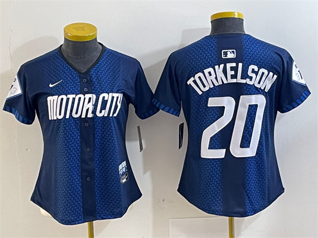 Women's Detroit Tigers #20 Spencer Torkelson 2024 Navy City Connect Cool Base Limited Stitched Baseball Jersey(Run Small) Women's Detroit Tigers #20 Spencer Torkelson 2024 Navy City Connect Cool Base Limited Stitched Baseball Jersey(Run Small)