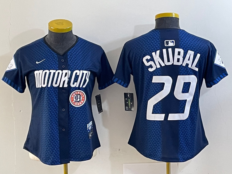 Women's Detroit Tigers #29 Tarik Skubal 2024 Navy City Connect Cool Base Limited Stitched Baseball Jersey(Run Small) 3 Women's Detroit Tigers #29 Tarik Skubal 2024 Navy City Connect Cool Base Limited Stitched Baseball Jersey(Run Small) 3