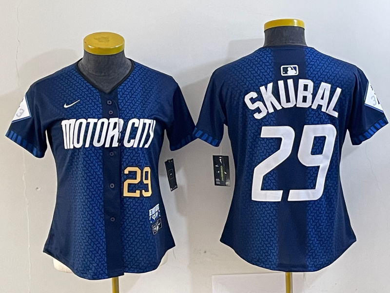 Women's Detroit Tigers #29 Tarik Skubal 2024 Navy City Connect Cool Base Limited Stitched Baseball Jersey(Run Small) 1 Women's Detroit Tigers #29 Tarik Skubal 2024 Navy City Connect Cool Base Limited Stitched Baseball Jersey(Run Small) 1