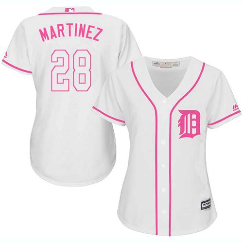Tigers #28 J. D. Martinez White Pink Fashion Women's Stitched MLB Jersey Tigers #28 J. D. Martinez White Pink Fashion Women's Stitched MLB Jersey